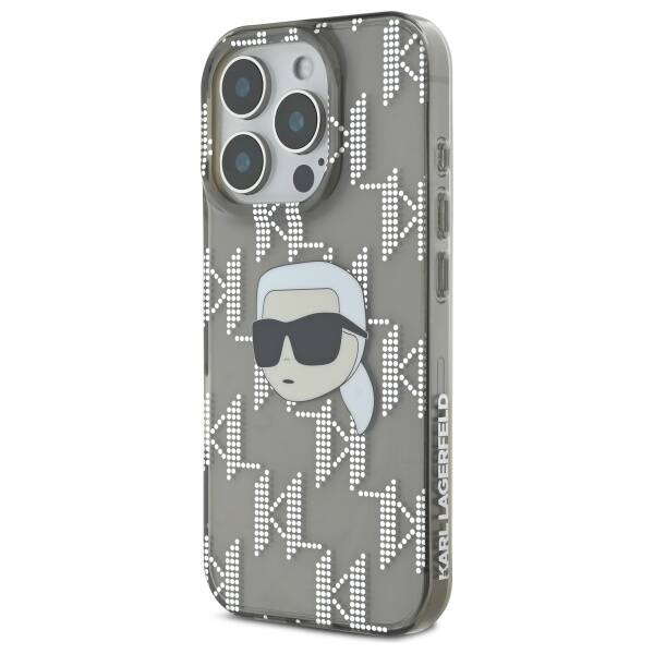 Tok a Apple iPhone 16 Pro-hoz, Karl Lagerfeld, IML Luxury Electroplated Karl's Head, Fekete