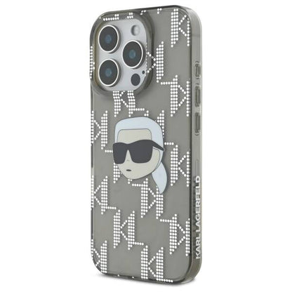 Tok a Apple iPhone 16 Pro-hoz, Karl Lagerfeld, IML Luxury Electroplated Karl's Head, Fekete
