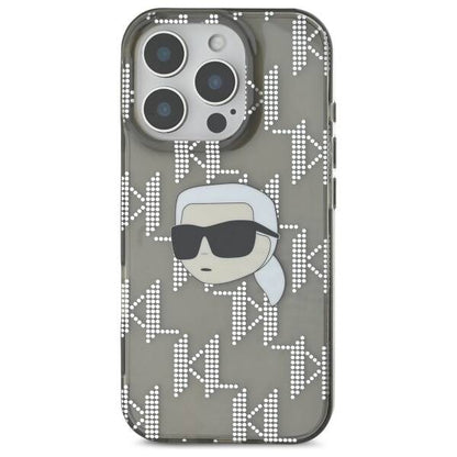 Tok a Apple iPhone 16 Pro-hoz, Karl Lagerfeld, IML Luxury Electroplated Karl's Head, Fekete