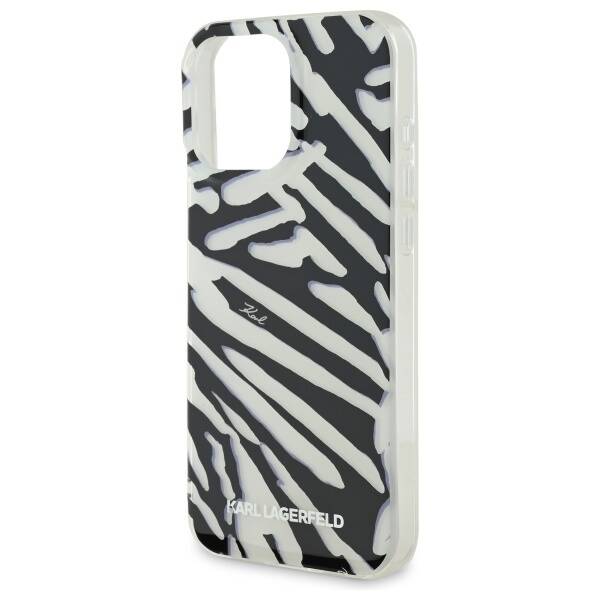 Tok Apple iPhone 16 Pro-hoz, Karl Lagerfeld, IML Luxury Zebra mintás, pántos, fekete