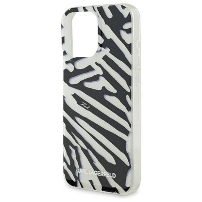 Tok Apple iPhone 16 Pro-hoz, Karl Lagerfeld, IML Luxury Zebra mintás, pántos, fekete