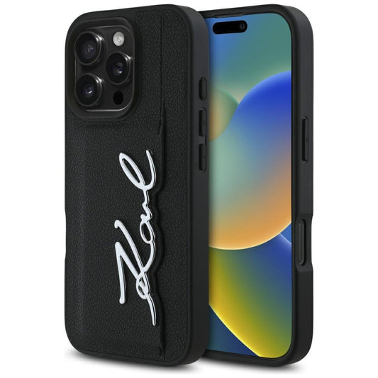 Tok Apple iPhone 16 Pro-hoz, Karl Lagerfeld, Metal Signature, Fekete