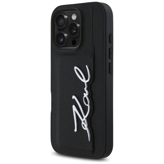 Tok Apple iPhone 16 Pro-hoz, Karl Lagerfeld, Metal Signature, Fekete