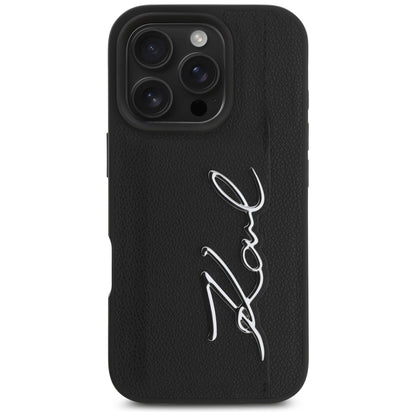 Tok Apple iPhone 16 Pro-hoz, Karl Lagerfeld, Metal Signature, Fekete