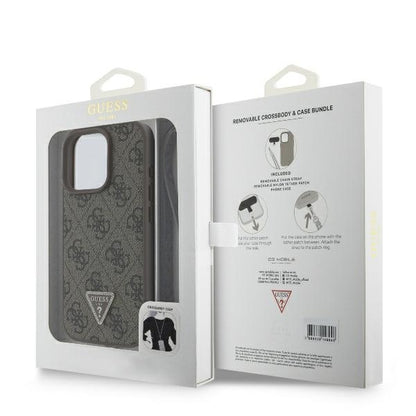 Tok a Apple iPhone 16 Pro Max-hoz, Guess, Crossbody 4G Triangle Strass, Barna