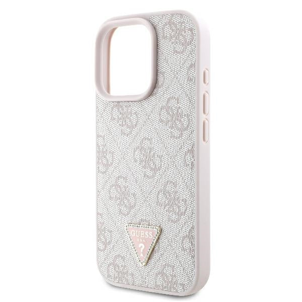 Tok a Apple iPhone 16 Pro Max-hoz, Guess, Crossbody 4G Triangle Strass, Rózsaszín.