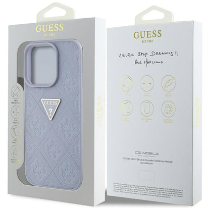 Case for Apple iPhone 16 Pro Max, Guess, Hot Stamp 4G Pattern Triangle Logo, Light Purple