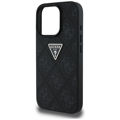 Tok a Apple iPhone 16 Pro Max-hoz, Guess, Hot Stamp 4G Pattern Triangle Logo, Fekete