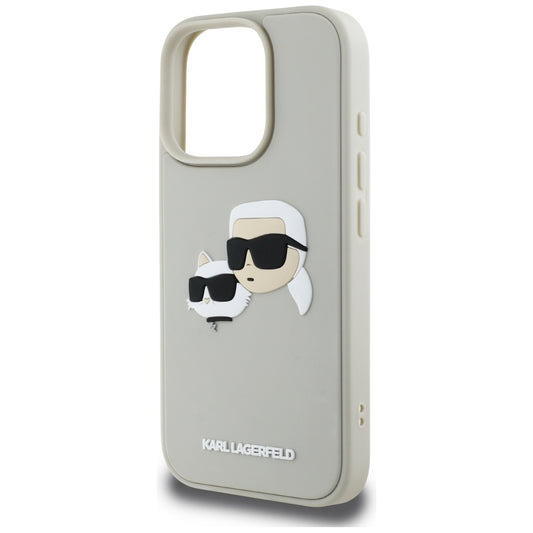 Tok Apple iPhone 16 Pro Max-hoz, Karl Lagerfeld, 3D Rubber Karl & Choupette, Bézs