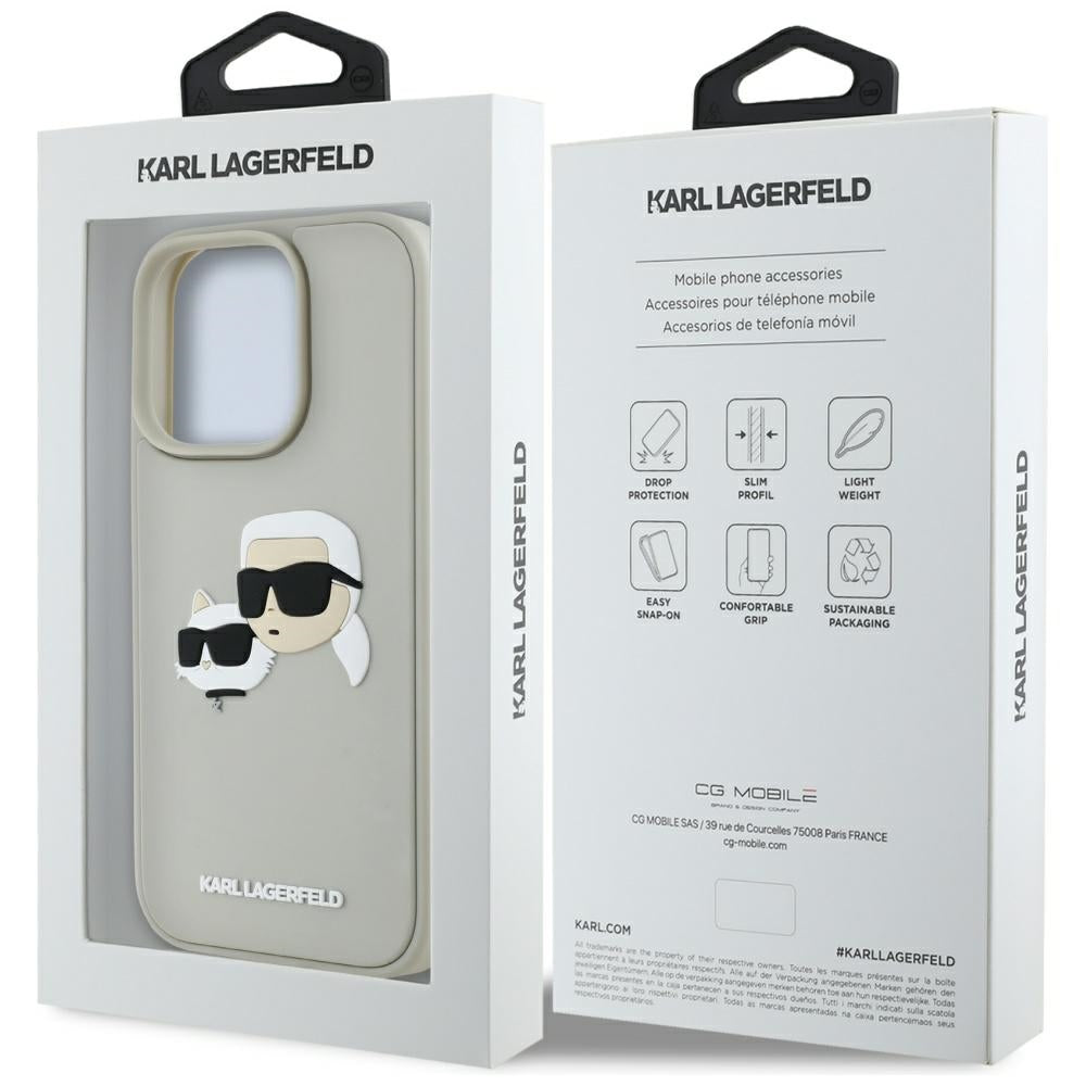Case for Apple iPhone 16 Pro Max, Karl Lagerfeld, 3D Rubber Karl & Choupette, Beige