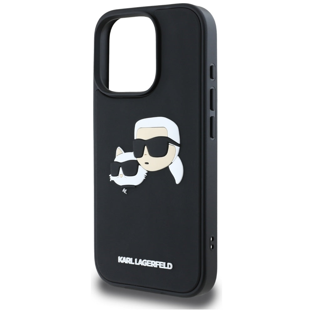 Tok Apple iPhone 16 Pro Max-hoz, Karl Lagerfeld, 3D Rubber Karl & Choupette, Fekete