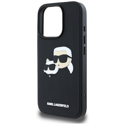 Tok Apple iPhone 16 Pro Max-hoz, Karl Lagerfeld, 3D Rubber Karl & Choupette, Fekete