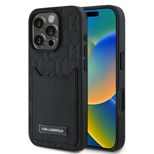 Tok Apple iPhone 16 Pro Max-hoz, Karl Lagerfeld, Cardslots Monogram, Fekete
