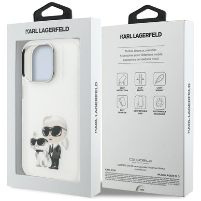 Tok a Apple iPhone 16 Pro Max-hoz, Karl Lagerfeld, IML Aquarelle Logo Karl & Choupette, Fehér