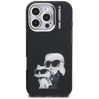 Tok a Apple iPhone 16 Pro Max-hoz, Karl Lagerfeld, IML Aquarelle Logo Karl & Choupette, Fekete