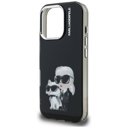 Tok a Apple iPhone 16 Pro Max-hoz, Karl Lagerfeld, IML Aquarelle Logo Karl & Choupette, Fekete