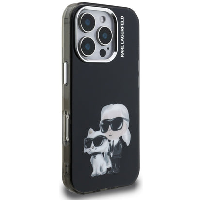 Tok a Apple iPhone 16 Pro Max-hoz, Karl Lagerfeld, IML Aquarelle Logo Karl & Choupette, Fekete