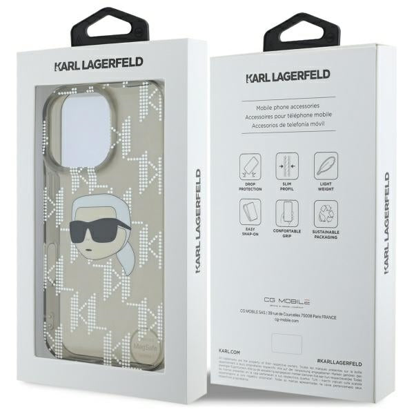 Tok Apple iPhone 16 Pro Max-hoz, Karl Lagerfeld, IML Luxury Electroplated Karl's Head, Fekete