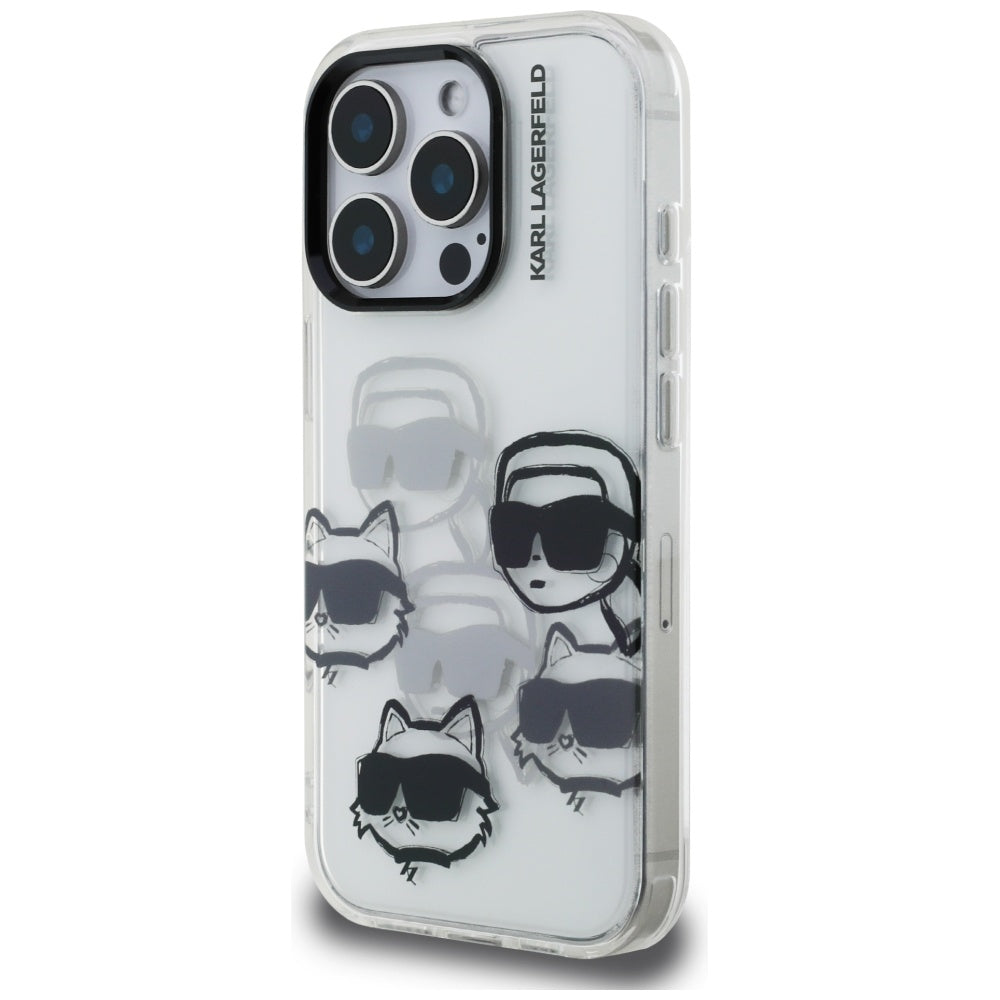 Case for Apple iPhone 16 Pro Max, Karl Lagerfeld, IML Luxury Multi Head Pattern, Transparent