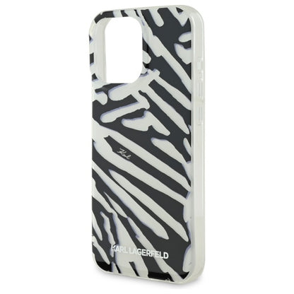 Tok Apple iPhone 16 Pro Max-hoz, Karl Lagerfeld, IML Luxury Zebra mintás, pántos, fekete