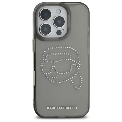 Tok Apple iPhone 16 Pro Max-hoz, Karl Lagerfeld, IML Rhinestones Karl's Head, Fekete