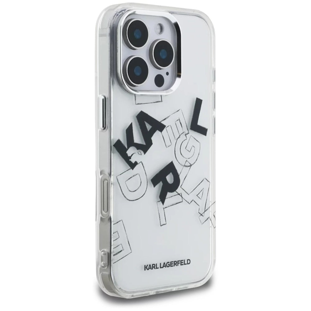 Tok Apple iPhone 16 Pro Max-hoz, Karl Lagerfeld, IML Sketched Graphic Logo, Átlátszó