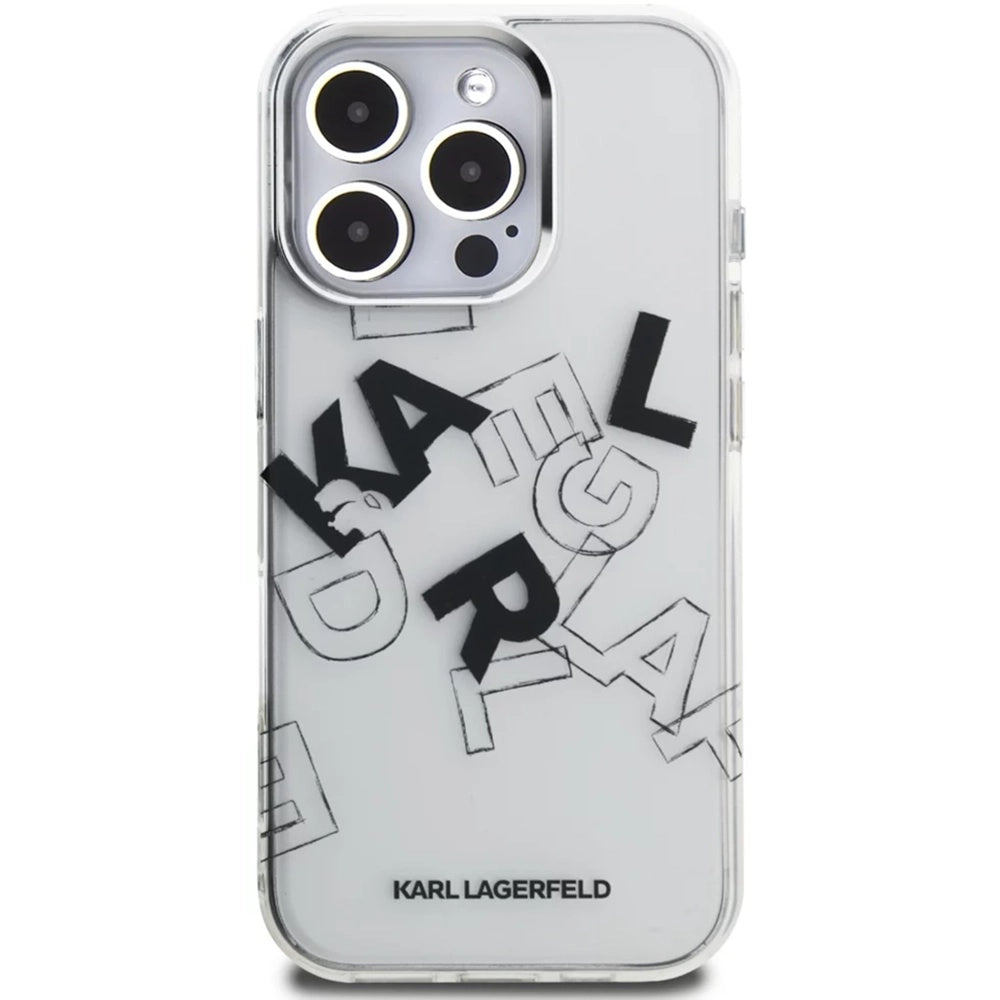 Tok Apple iPhone 16 Pro Max-hoz, Karl Lagerfeld, IML Sketched Graphic Logo, Átlátszó