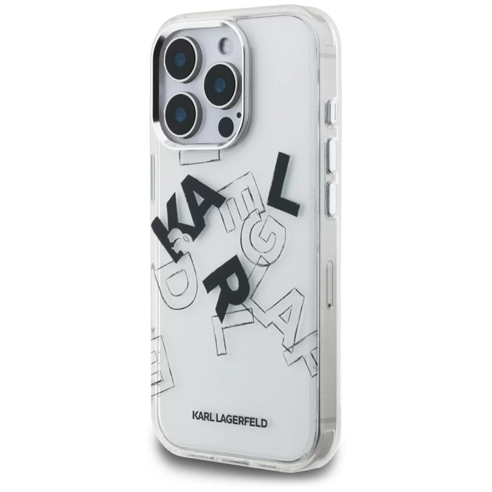 Tok Apple iPhone 16 Pro Max-hoz, Karl Lagerfeld, IML Sketched Graphic Logo, Átlátszó