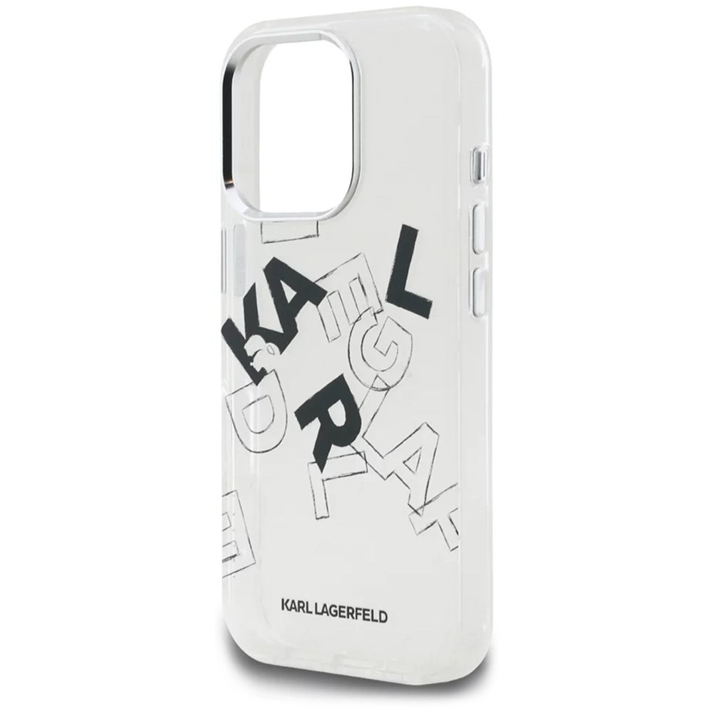 Tok Apple iPhone 16 Pro Max-hoz, Karl Lagerfeld, IML Sketched Graphic Logo, Átlátszó