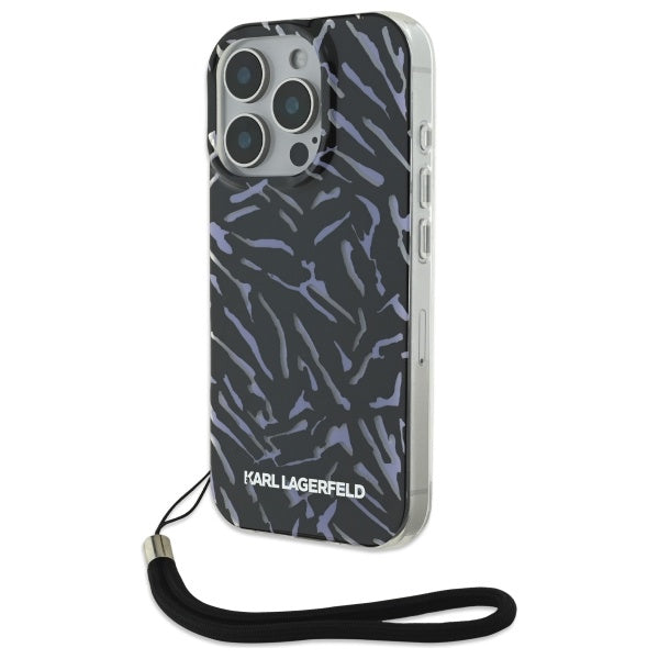 Case for Apple iPhone 16 Pro Max, Karl Lagerfeld, Zebra with Cord Strap, Purple