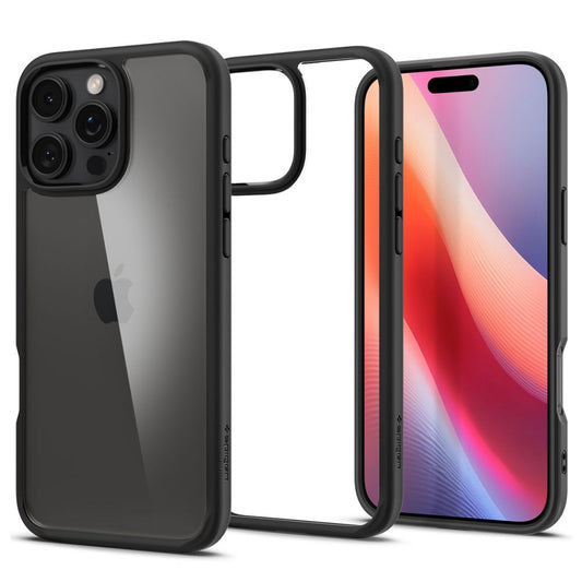 Tok a Apple iPhone 16 Pro-hoz, Spigen, Ultra Hybrid, Matt Fekete