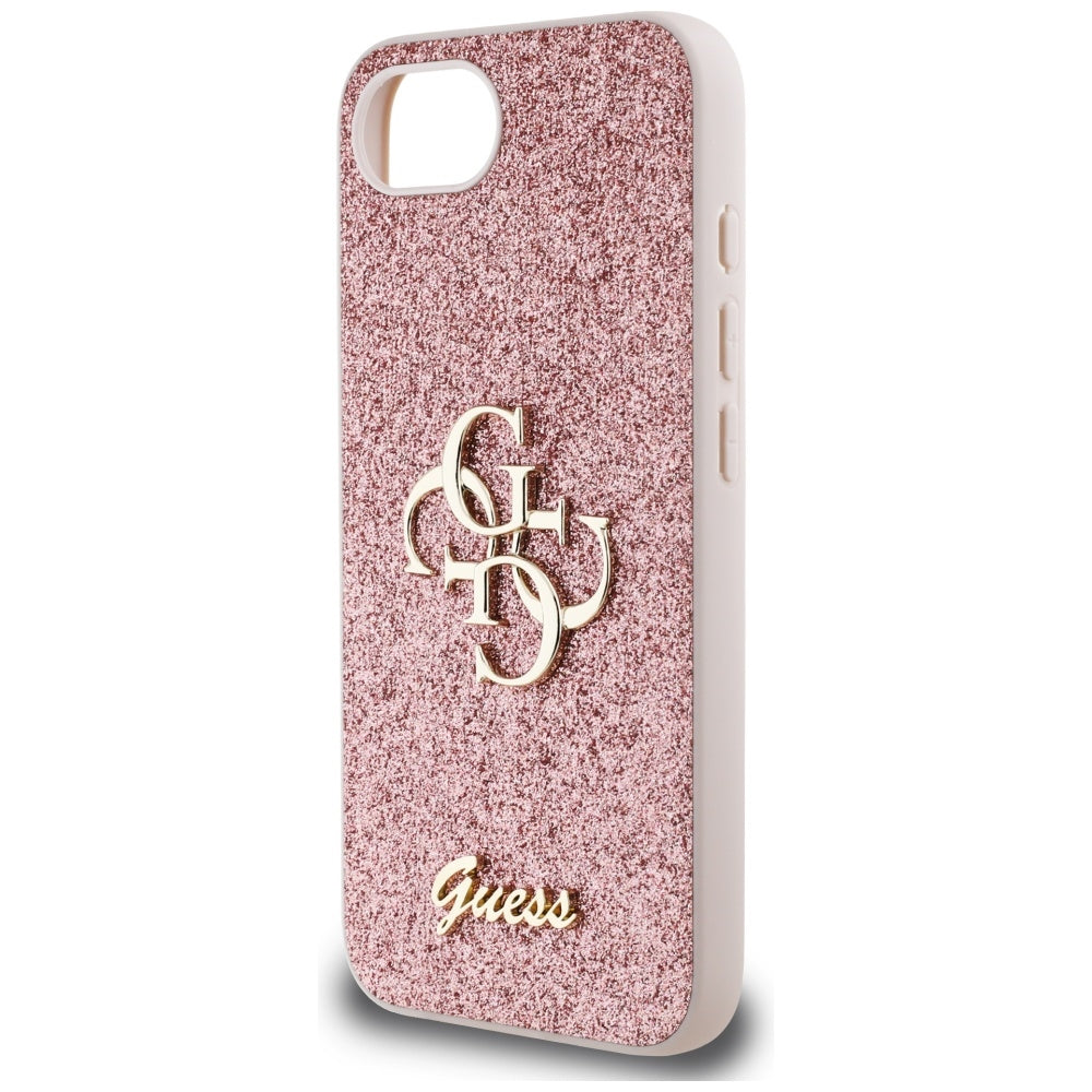 Case for Apple iPhone 16e, Guess, Fixed Glitter Big 4G, Pink