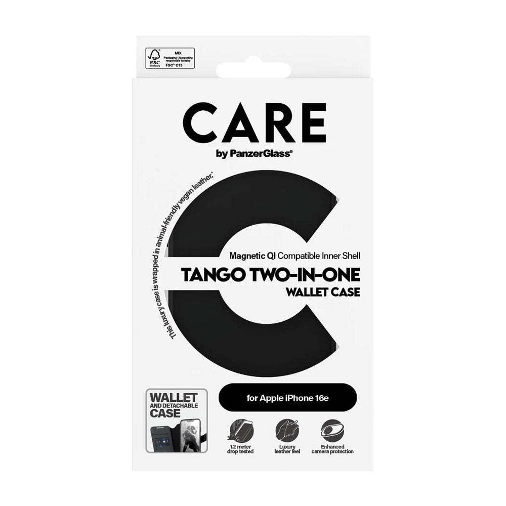 Tok Apple iPhone 16e-hez, PanzerGlass, Care Feature Tango Two-in-One, Fekete