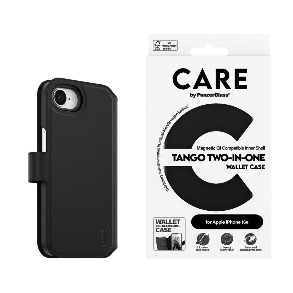 Tok Apple iPhone 16e-hez, PanzerGlass, Care Feature Tango Two-in-One, Fekete