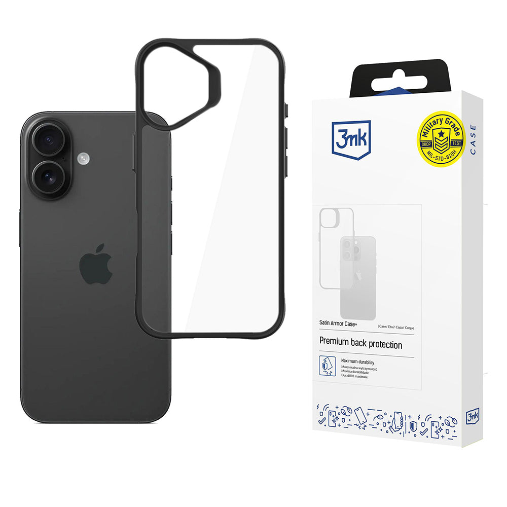 Tok a Apple iPhone 17-hez, 3MK, Satin Armor Case+, Fekete