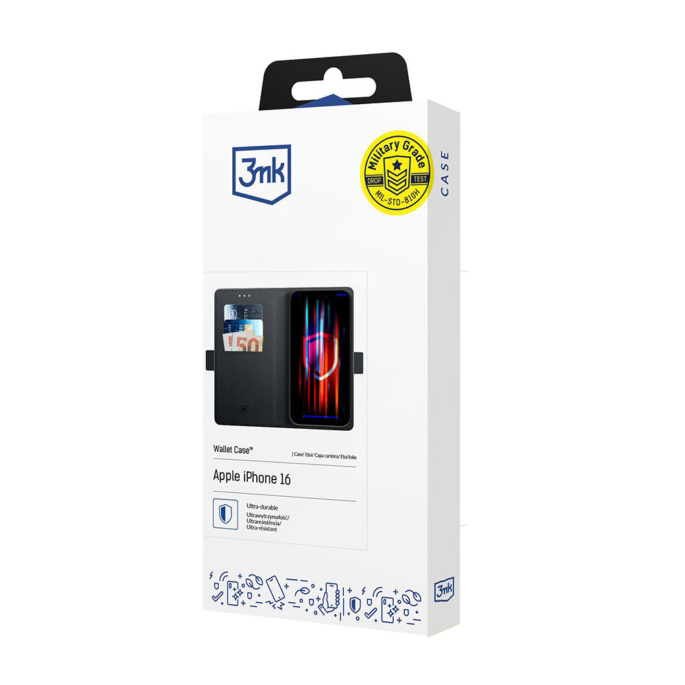 Tok az Apple iPhone 17-hez, 3MK, Pénztárca, Fekete