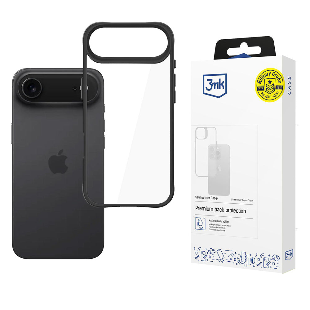 Tok a Apple iPhone 17 Air-hoz, 3MK, Satin Armor Case+, Fekete