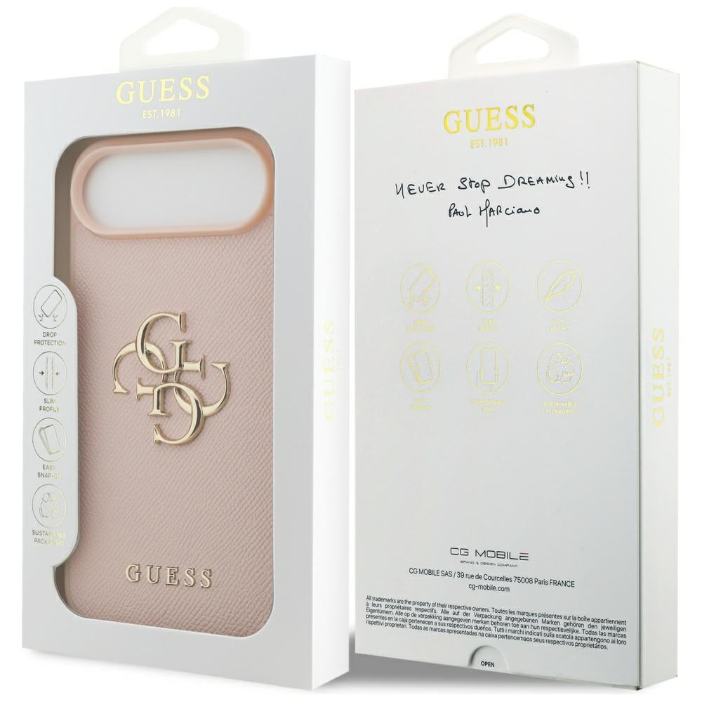 Tok Apple iPhone 17 Air-hoz, Guess, 4G Grained Big and Classic Logo, Rózsaszín