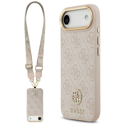 Tok Apple iPhone 17 Air-hoz, Guess, 4G Strass Logo és Nagy Pánt, Rózsaszín