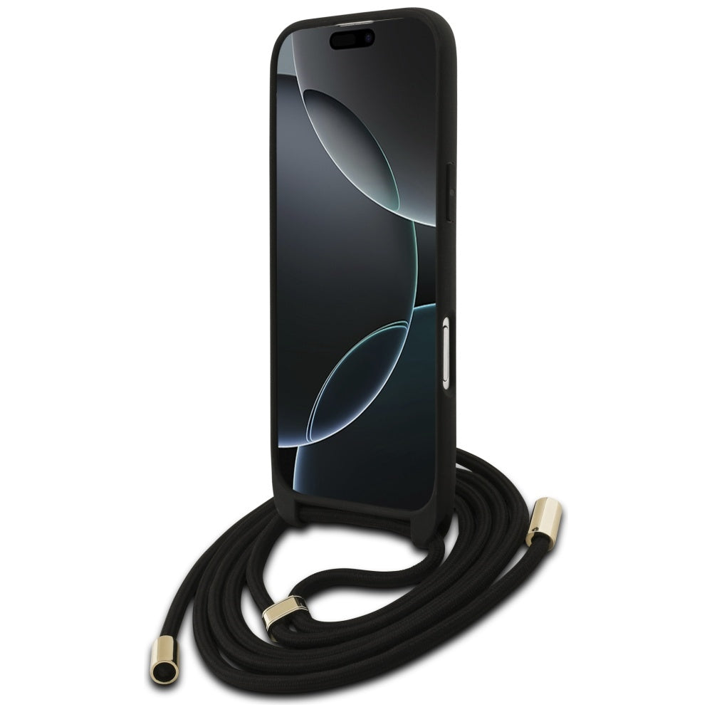Tok a Apple iPhone 17 Air-hoz, Guess, Crossbody Cord 4G Big Log, Fekete