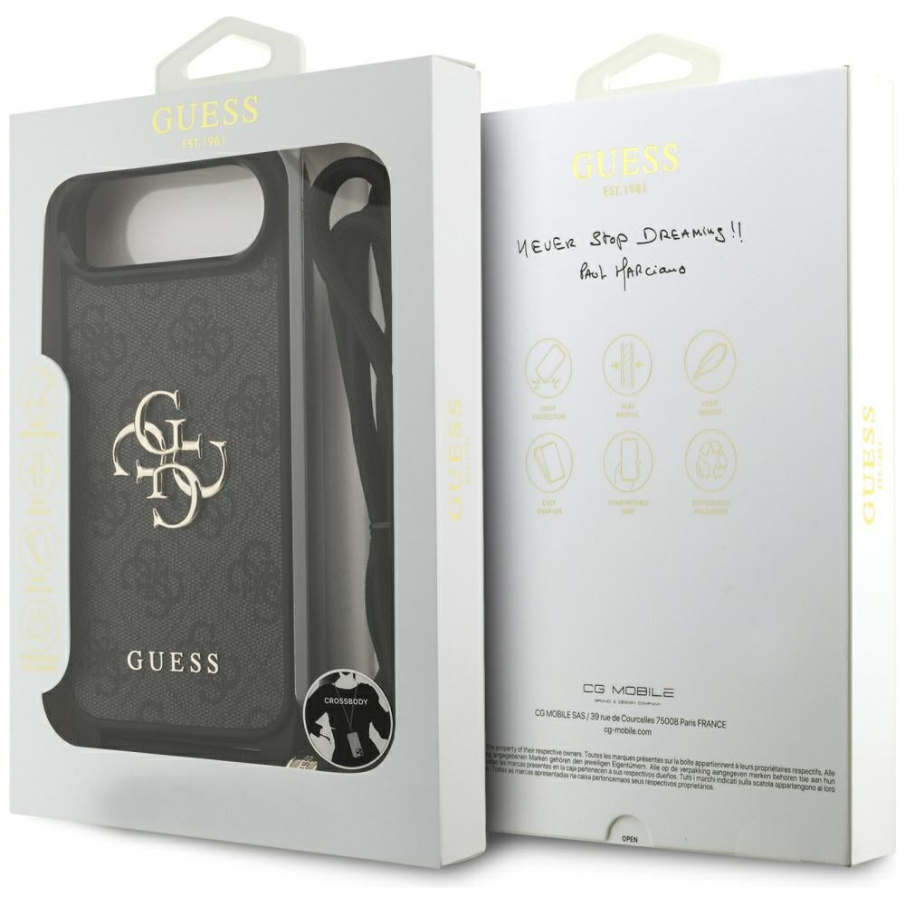 Tok a Apple iPhone 17 Air-hoz, Guess, Crossbody Cord 4G Big Log, Fekete