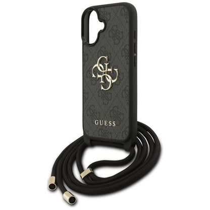 Tok Apple iPhone 17-hez, Guess, 4G CBDY Nagy Logóval és Zsinóros Pánttal, Fekete