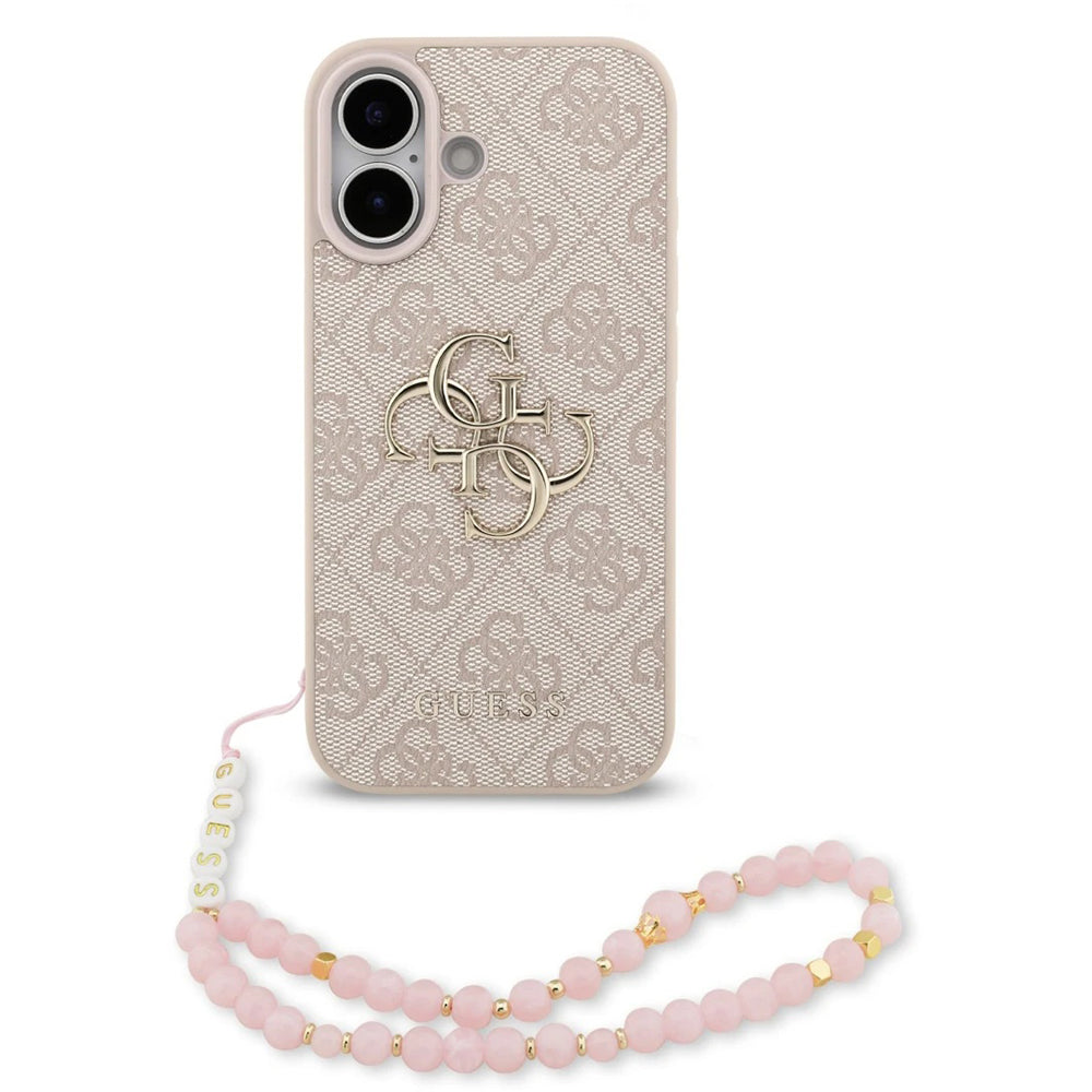 Tok Apple iPhone 17-hez, Guess, 4G Classic Logo with Strap, Rózsaszín