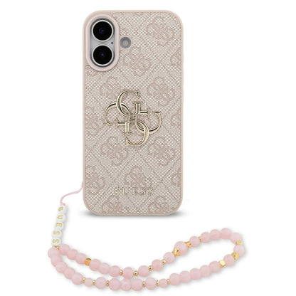 Tok Apple iPhone 17-hez, Guess, 4G Classic Logo with Strap, Rózsaszín