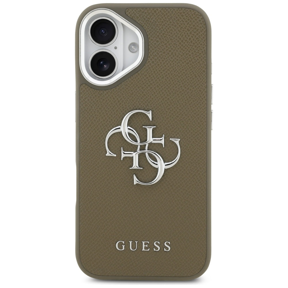 Tok Apple iPhone 17-hez, Guess, 4G Grained Big And Classic Logo, Barna Ezüst
