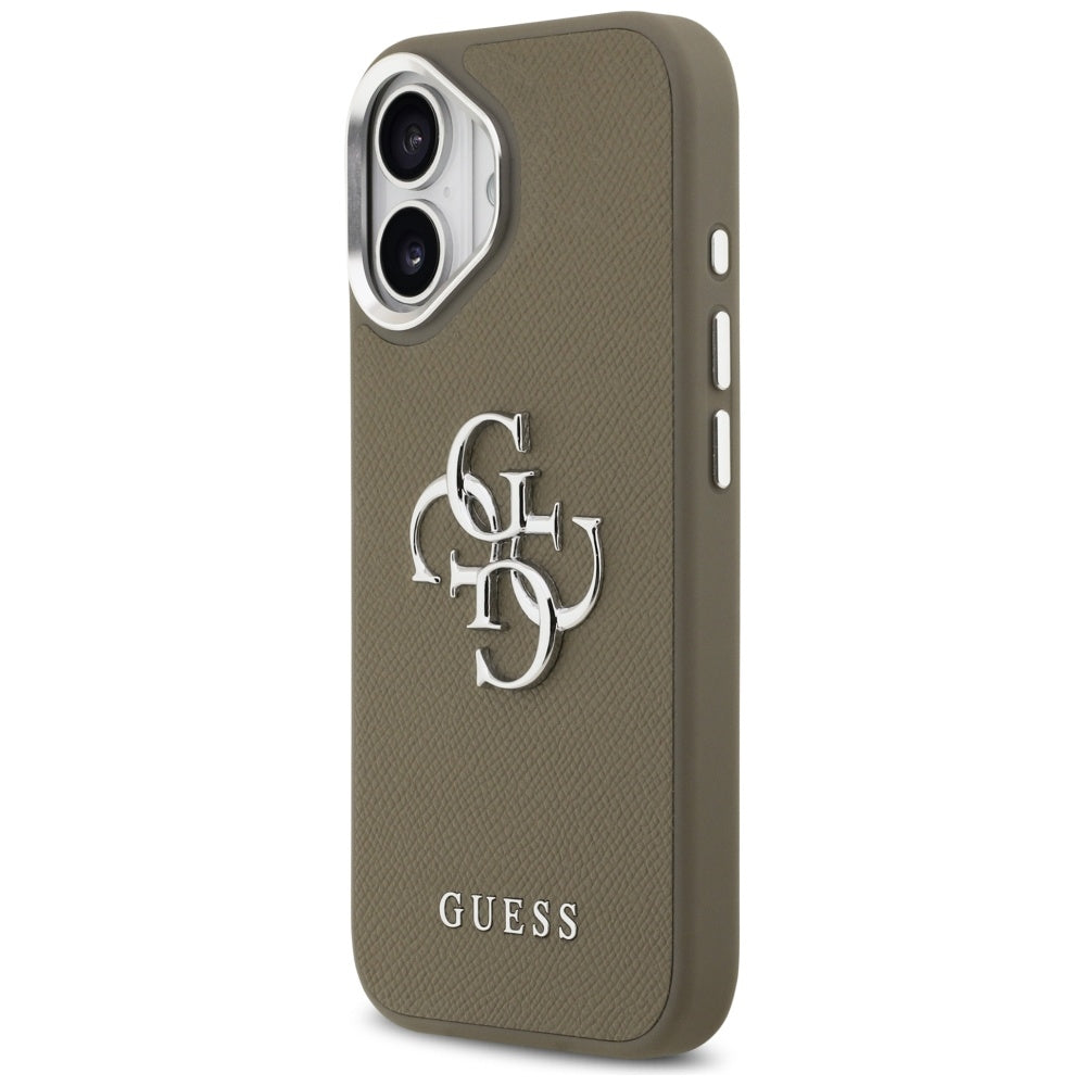Tok Apple iPhone 17-hez, Guess, 4G Grained Big And Classic Logo, Barna Ezüst