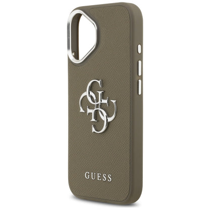 Tok Apple iPhone 17-hez, Guess, 4G Grained Big And Classic Logo, Barna Ezüst