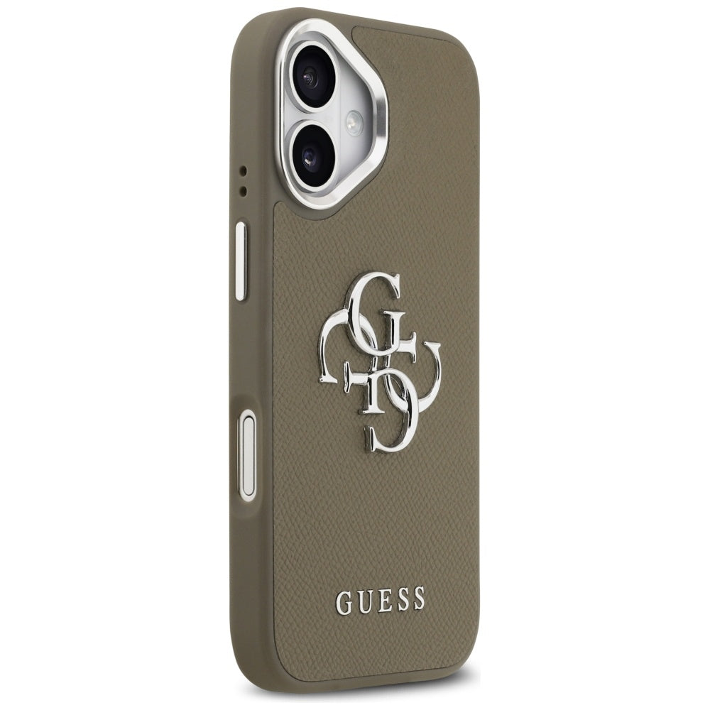 Tok Apple iPhone 17-hez, Guess, 4G Grained Big And Classic Logo, Barna Ezüst
