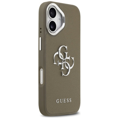 Tok Apple iPhone 17-hez, Guess, 4G Grained Big And Classic Logo, Barna Ezüst