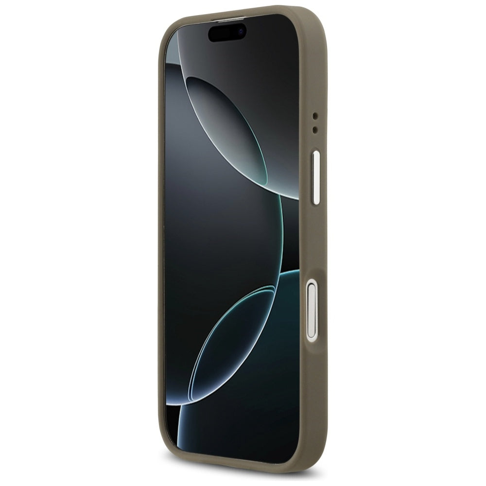 Tok Apple iPhone 17-hez, Guess, 4G Grained Big And Classic Logo, Barna Ezüst
